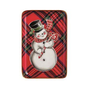 Mud Pie Snowman Tartan Tidbit Tray