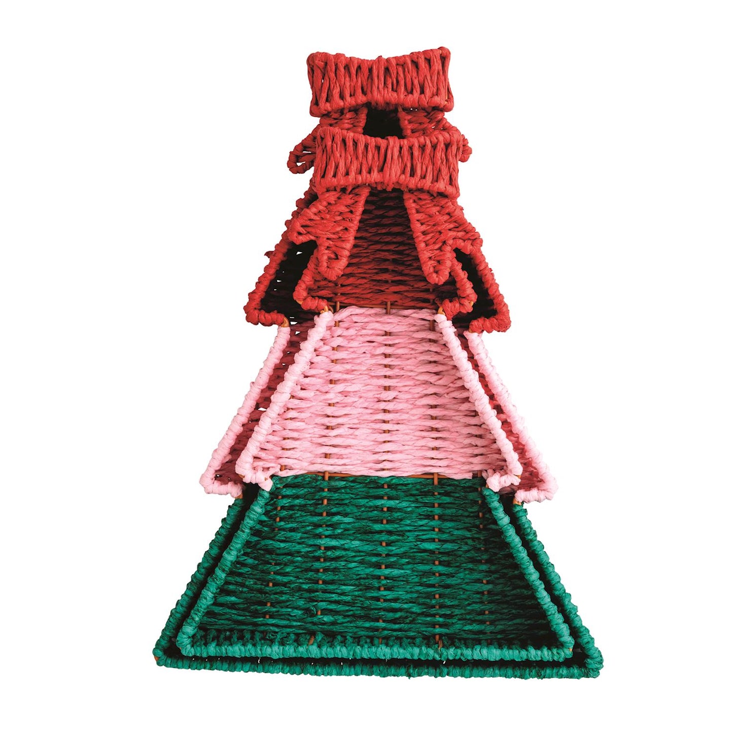 Mud Pie Nested Woven Christmas Tree Trays