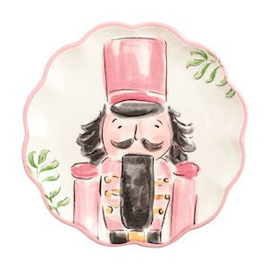 Mud Pie Nutcracker Dessert Plate- Pink