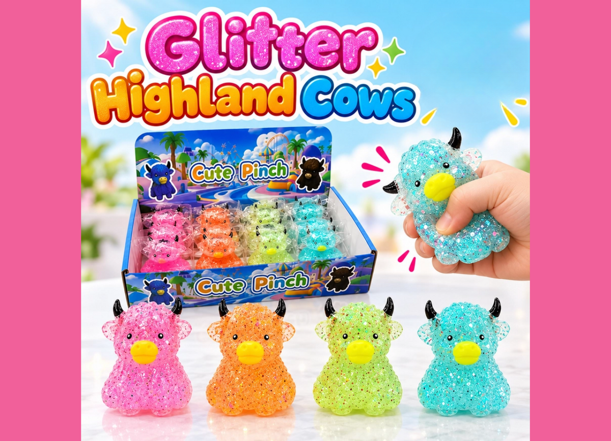 Glitter Highland Cows – Sugar Squeeze Slow-Rise Squishy Toys