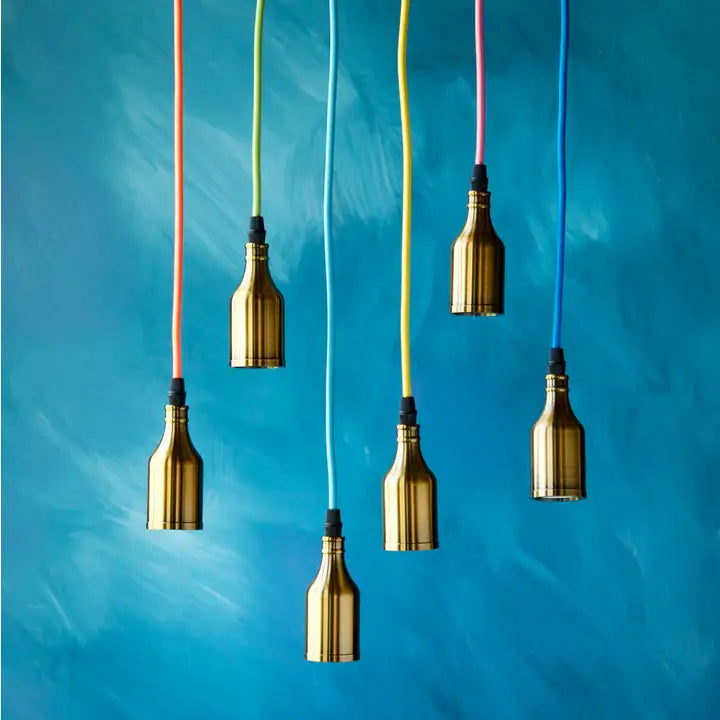 Glitterville Rainbow Woven Light Cord W/Brass Escutcheon