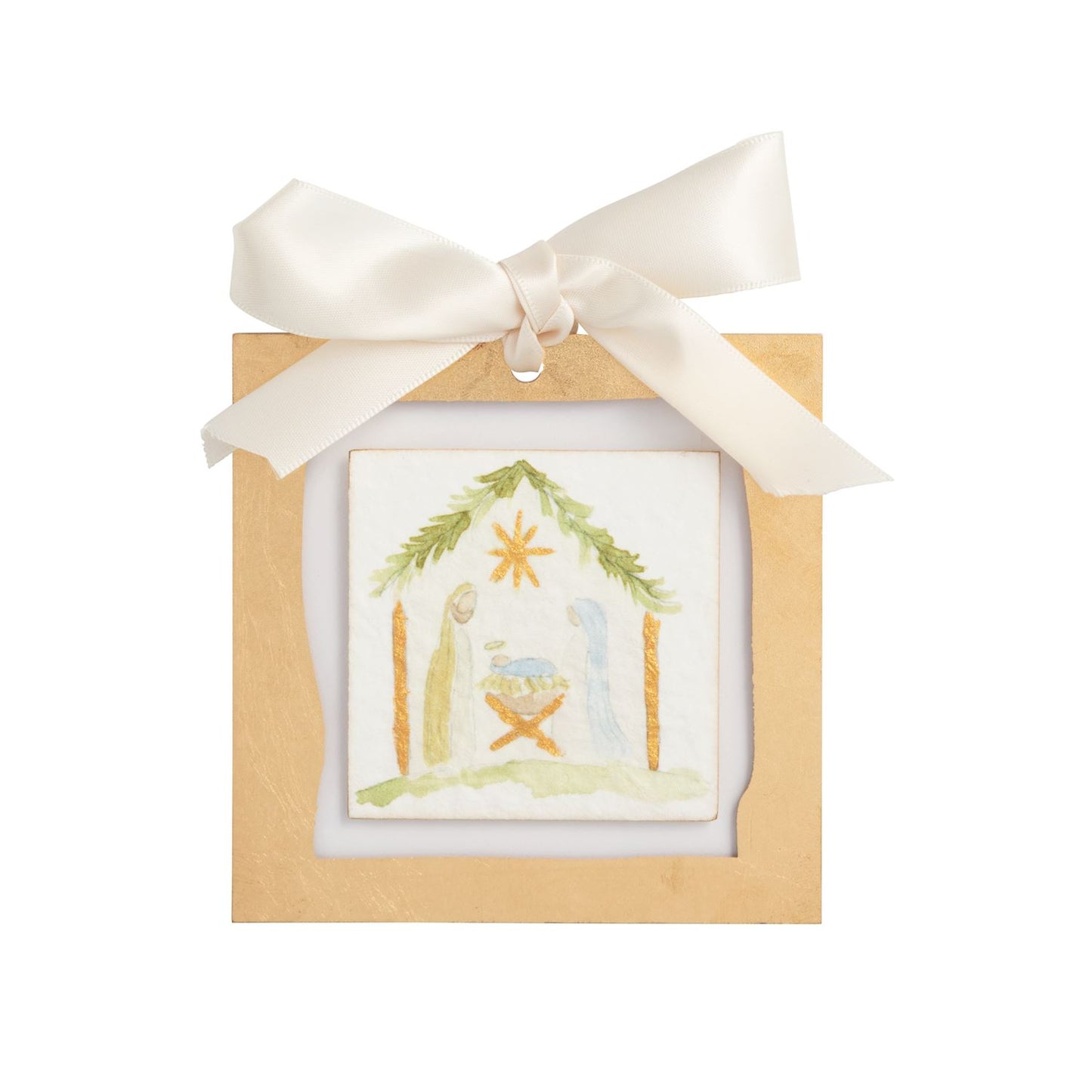 Mud Pie Gold Nativity Ornament