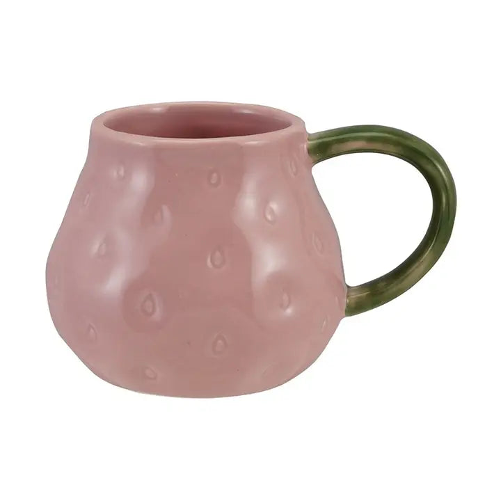 Hazel Mazel Hand-Painted Ceramic Strawberry Shaped Coffee Mug