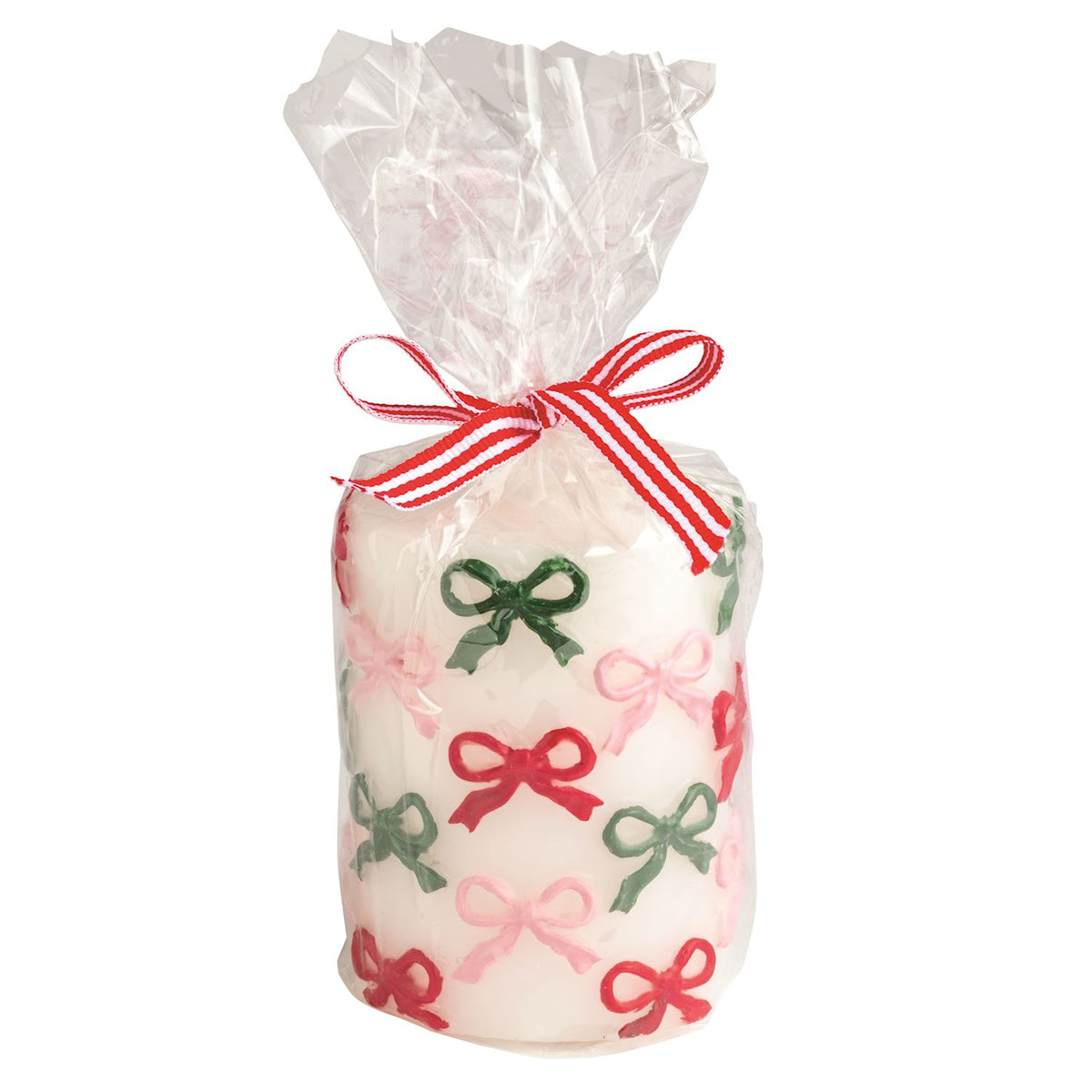 Mud Pie Bow Whimsy Christmas Pillar Candle