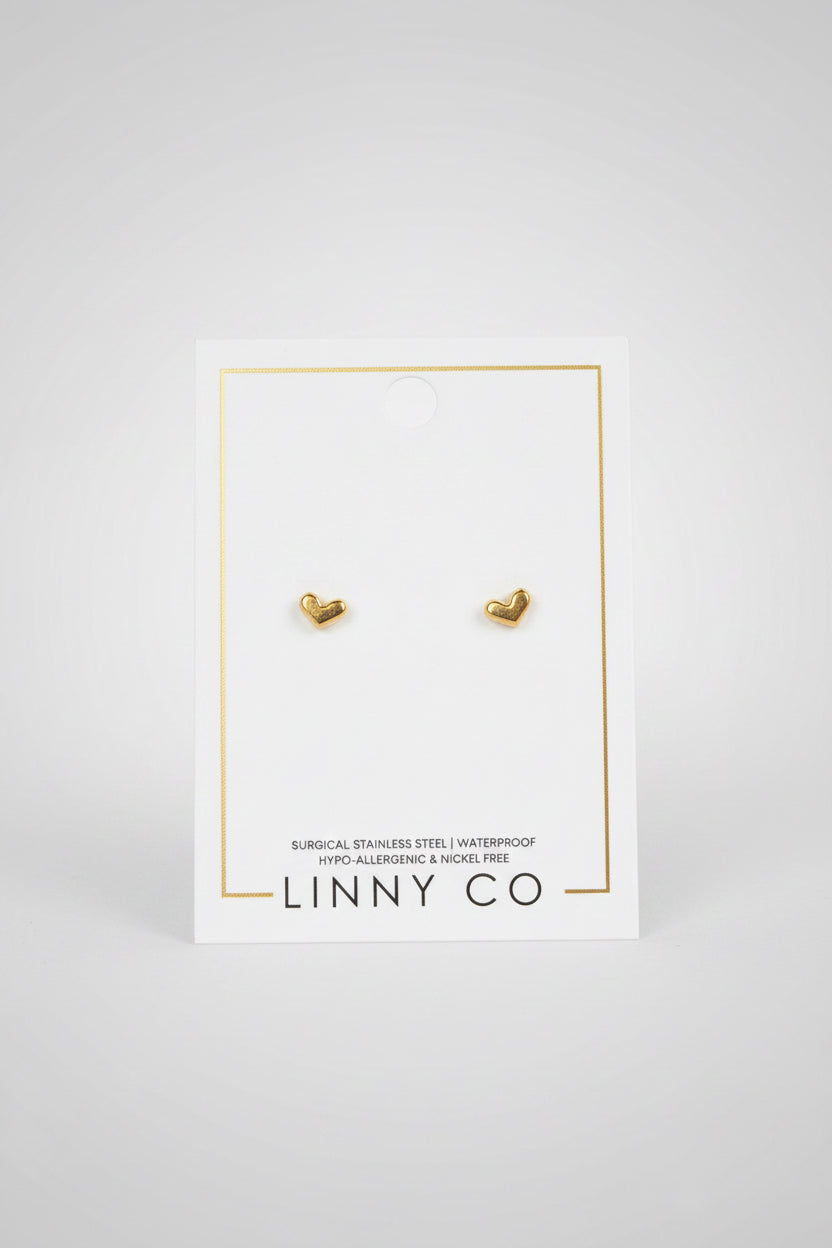 Linny Co Screwback Stud Earrings- Fable Heart Gold
