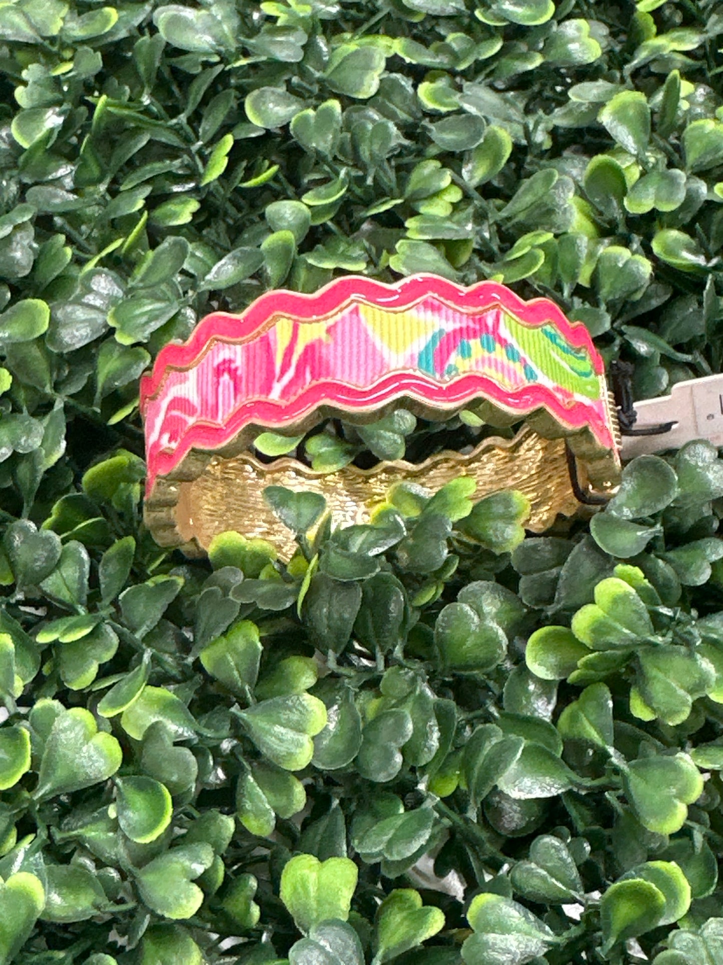 Canvas Style Annalise Pink Tropical Statement Hinge Bangle