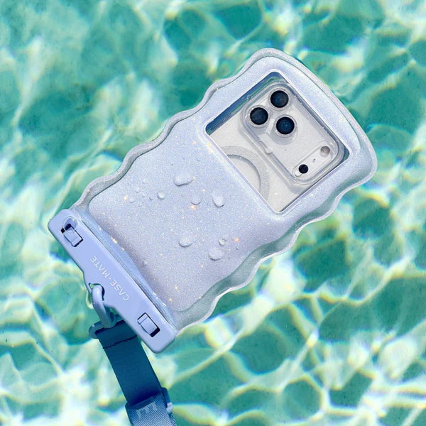 Case Mate Large Wavy Waterproof Floating Phone Pouch- Blue Mist Twinkle