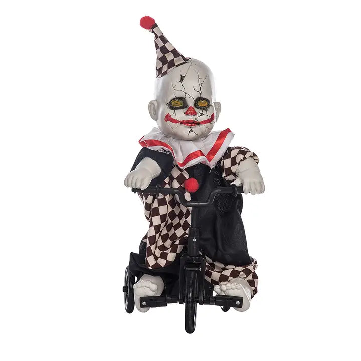 Halloween Scary Clown On Bike Animated Decorative Figurine