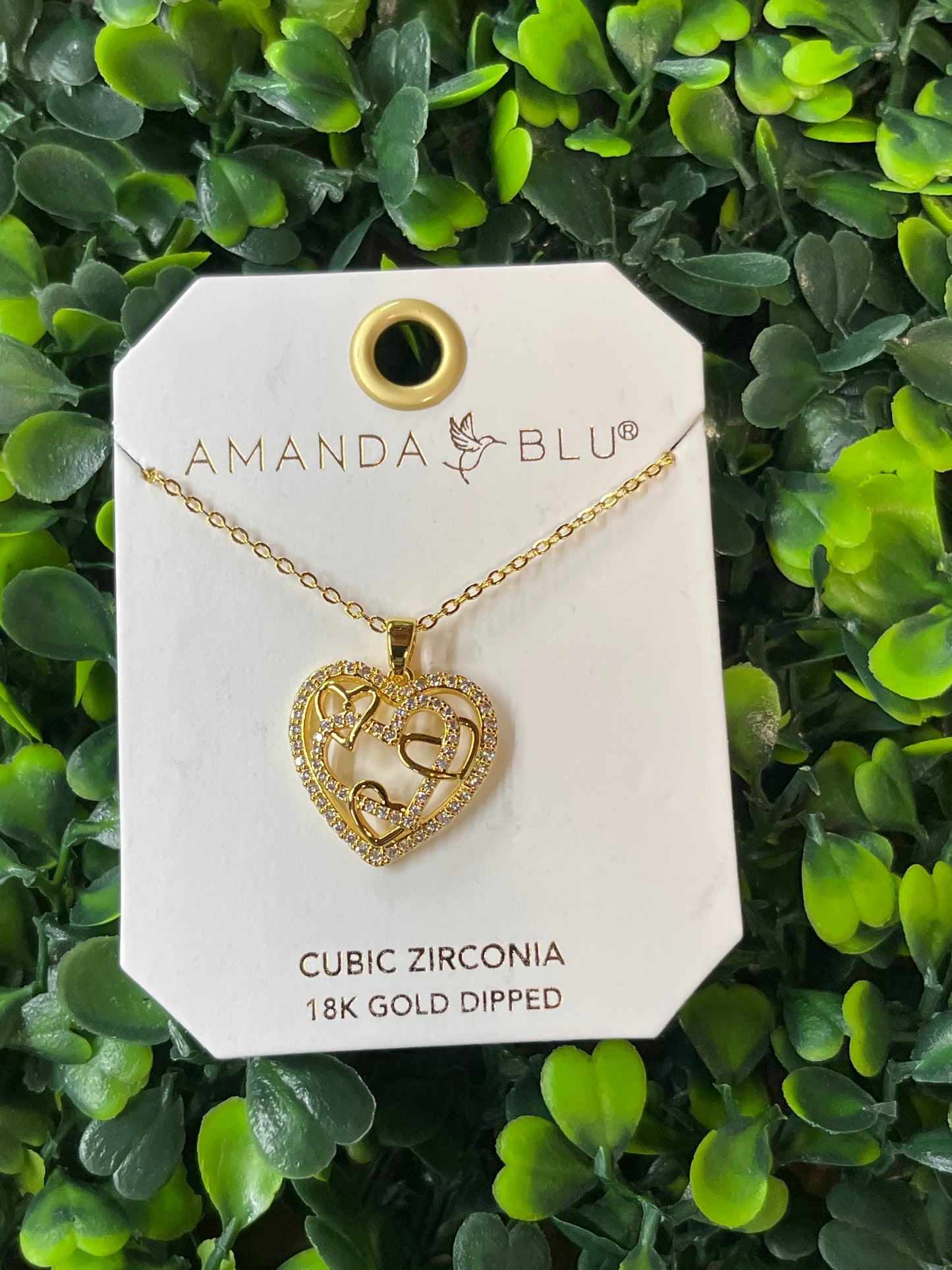 Gold Inset Hearts Necklace