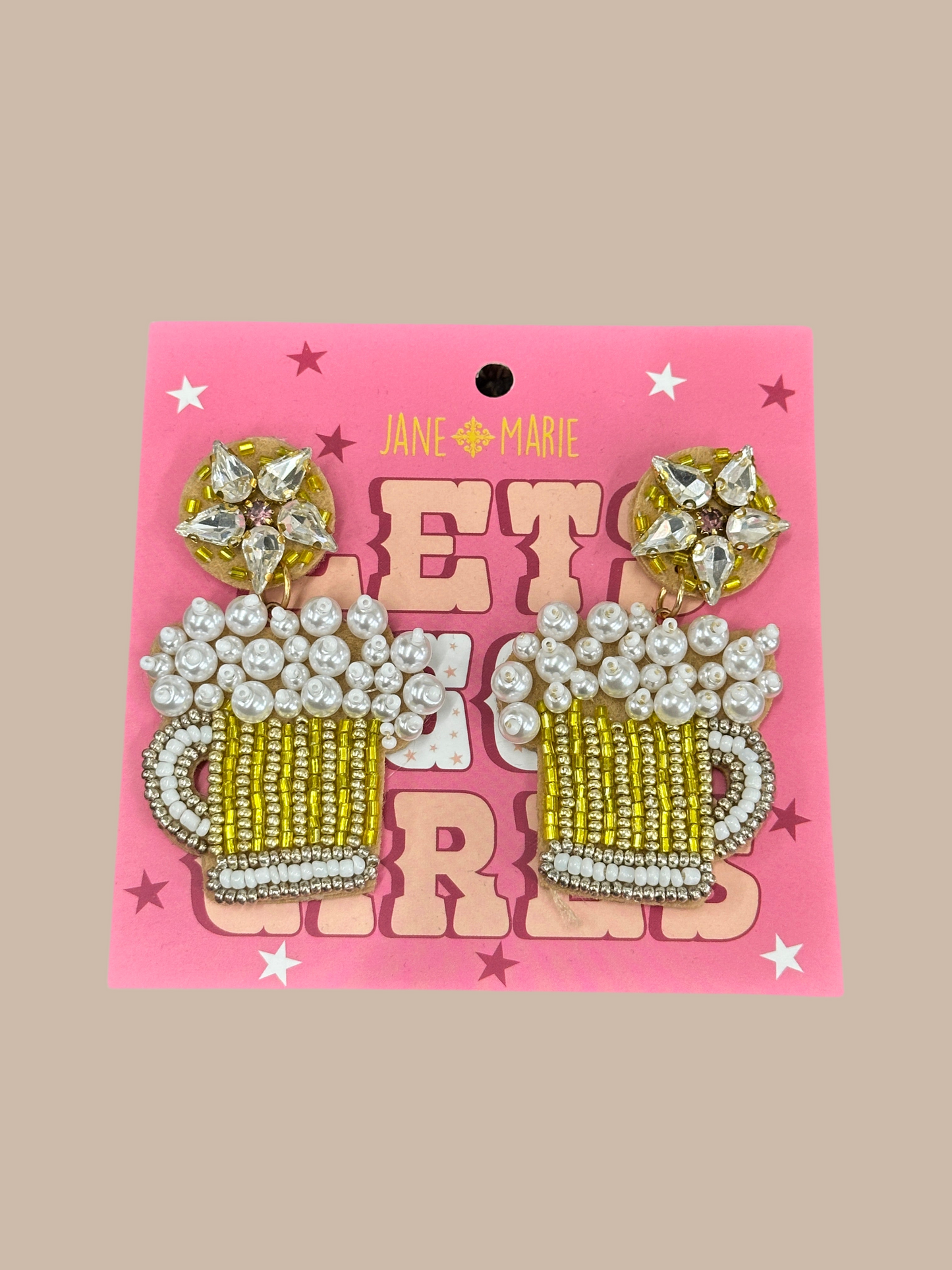 Crystal Star Post with Beaded Beer Mugs