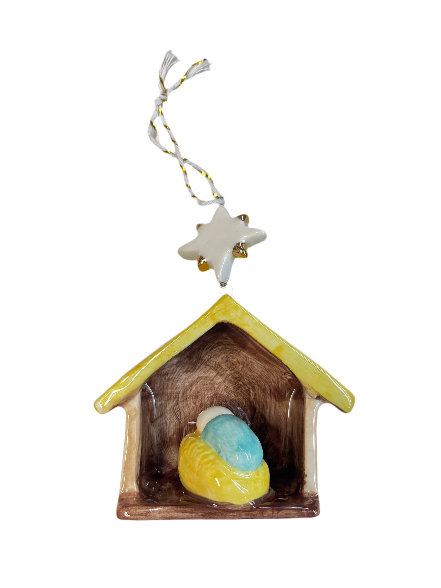 Baby Jesus In Manger Ceramic Ornament