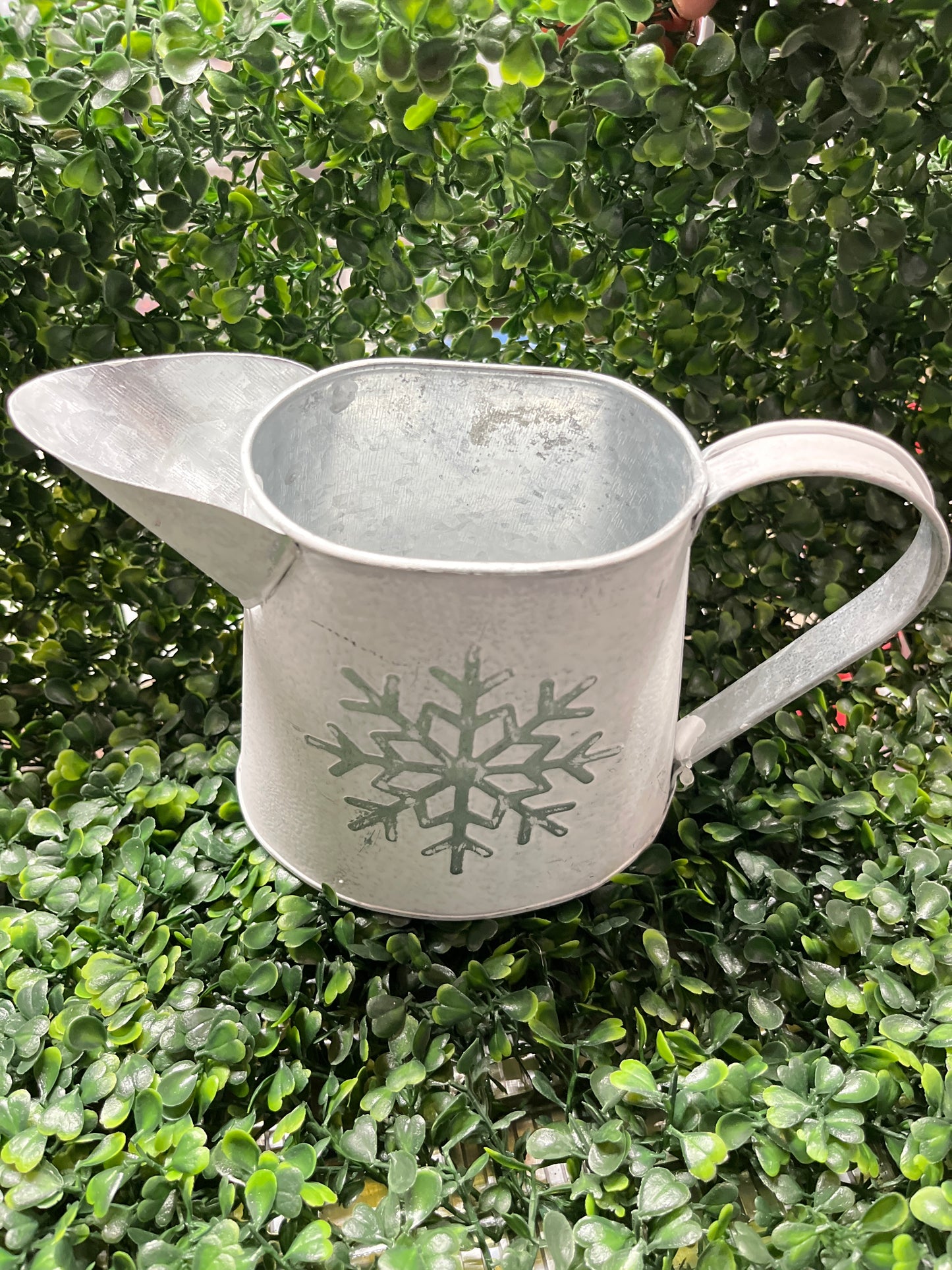 White Metal Snowflake Watering Can