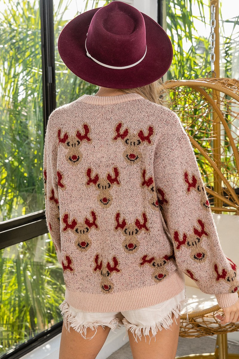 Rudolph Pattern Christmas Knit Sweater