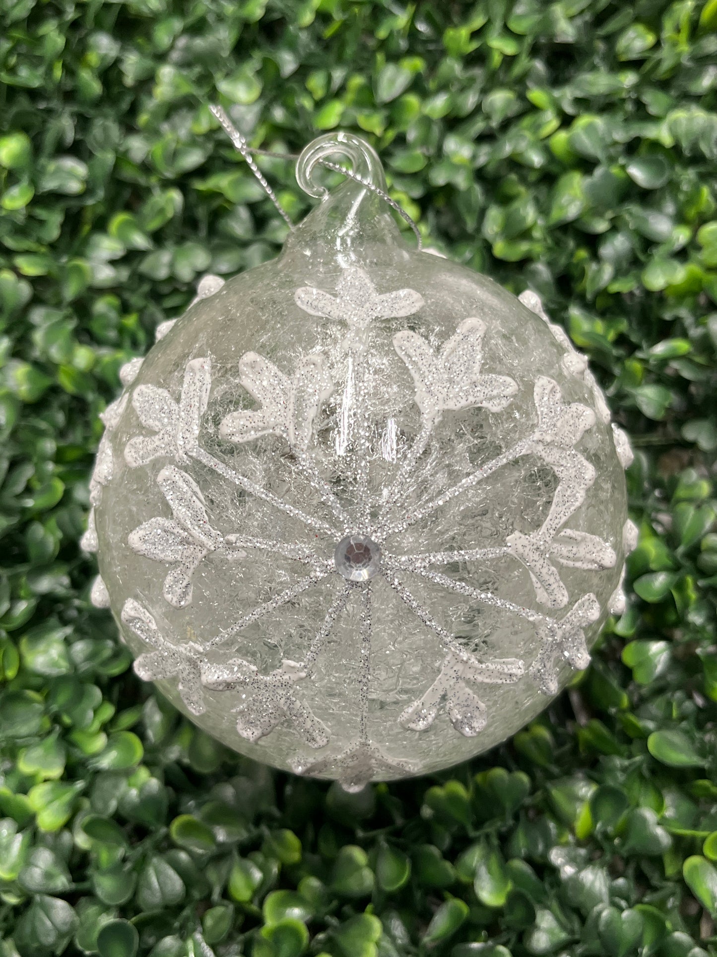 Sparkle Snowflake Crackled Ornament