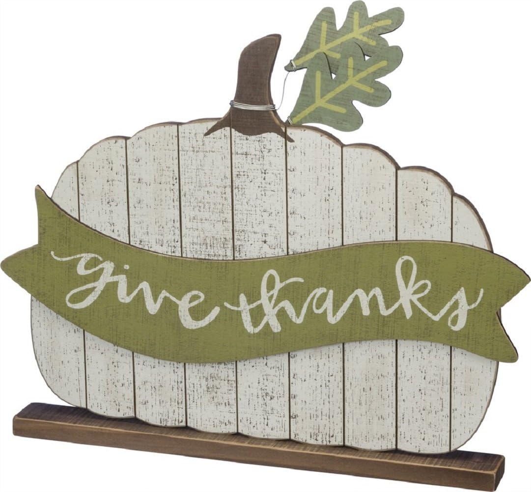 Wooden Give Thanks Pumpkin