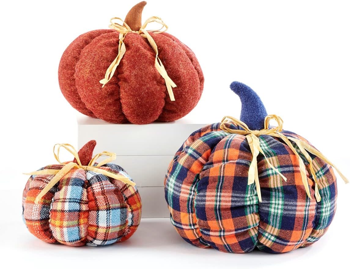 Plaid Pumpkin Raffia Bow