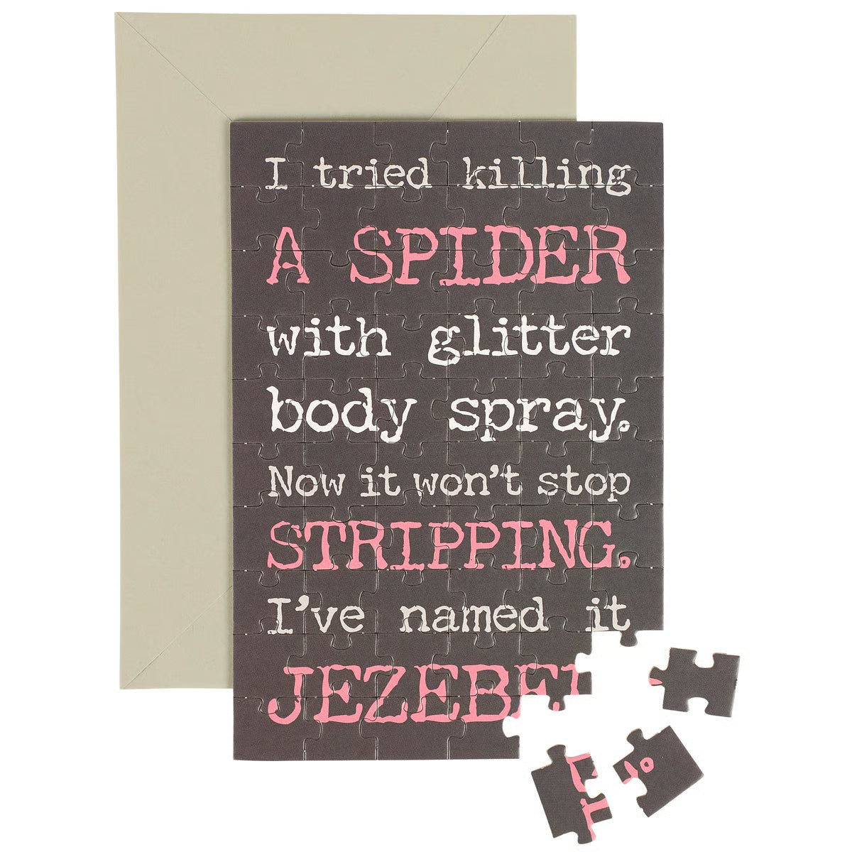 Spider With Glitter Spray Puzzle Card