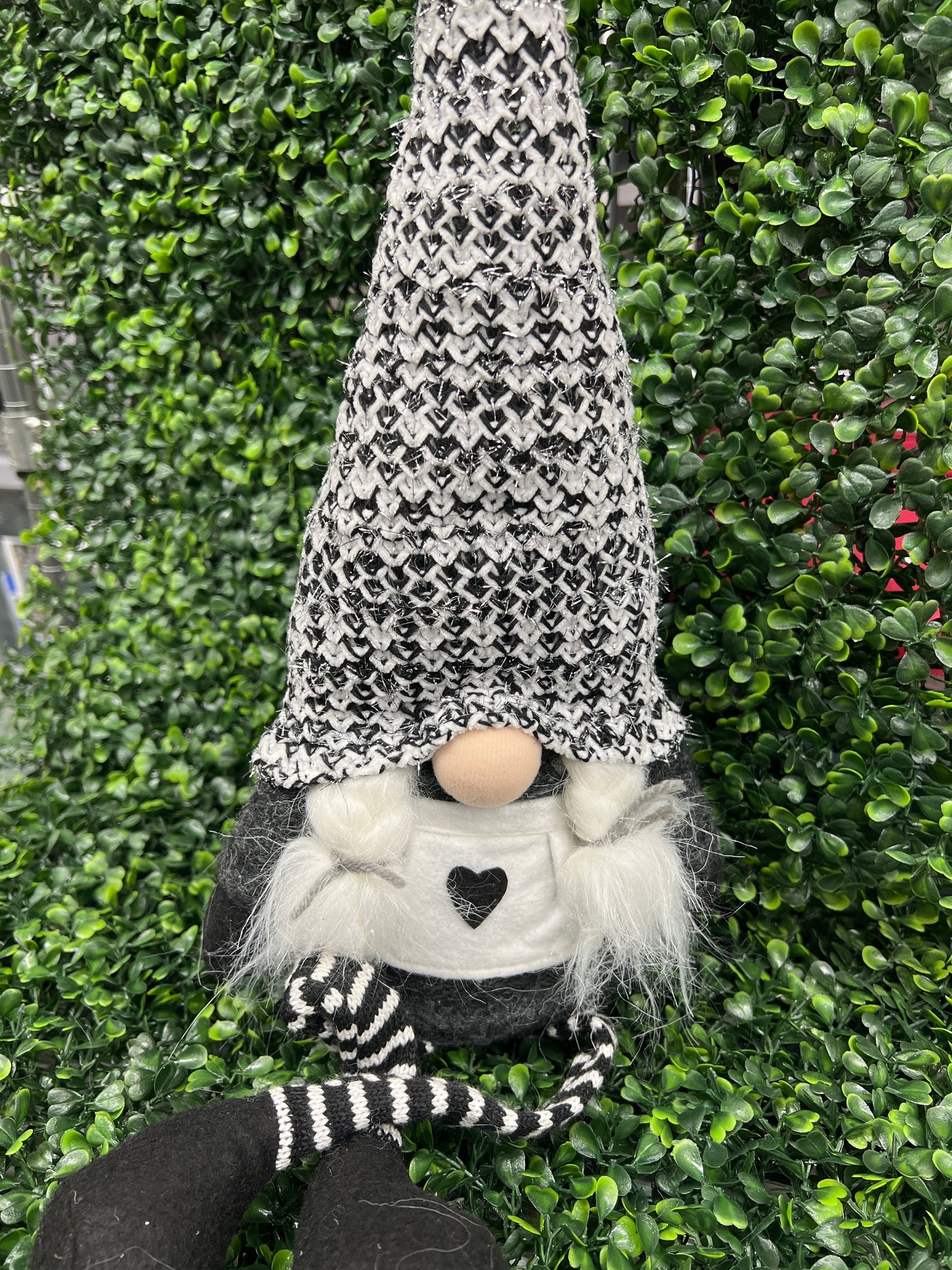Black & White Dangle Leg Sitting Gnome