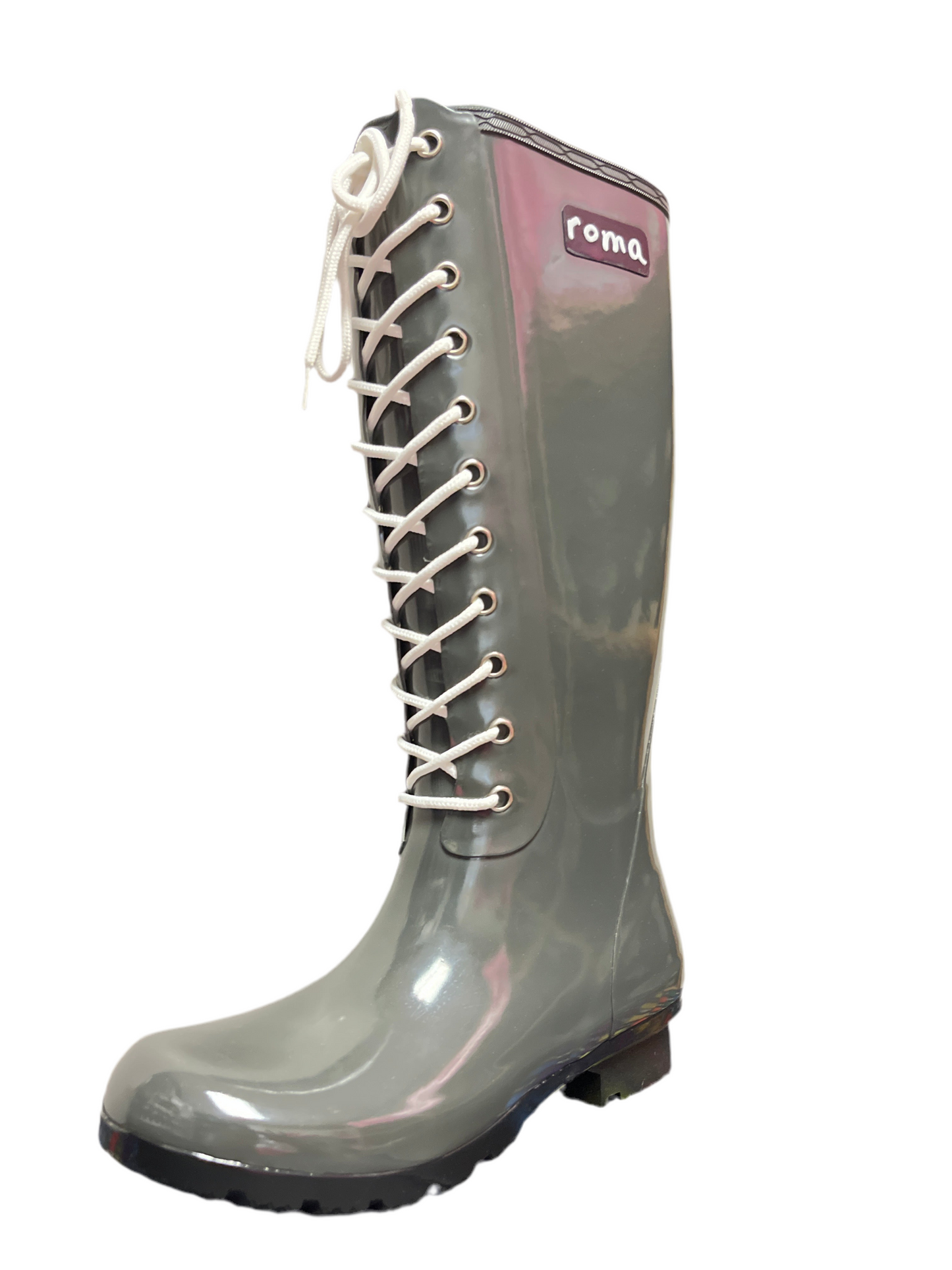 Roma Opinca Tall Lace-Up Rain Boot- Sadie Kale Grey