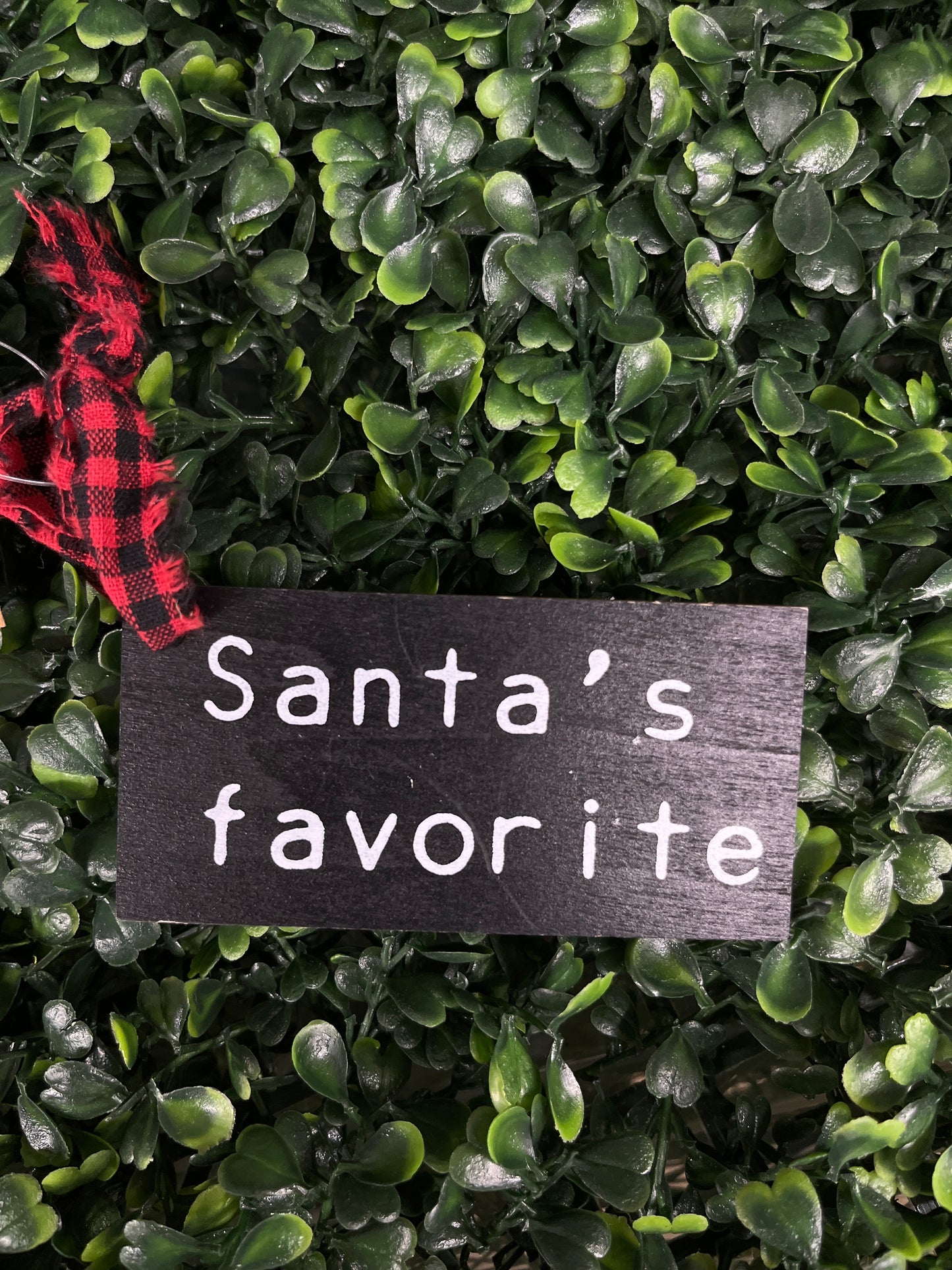 Santa's Favorite Black Tag Ornament With Buffalo Bow