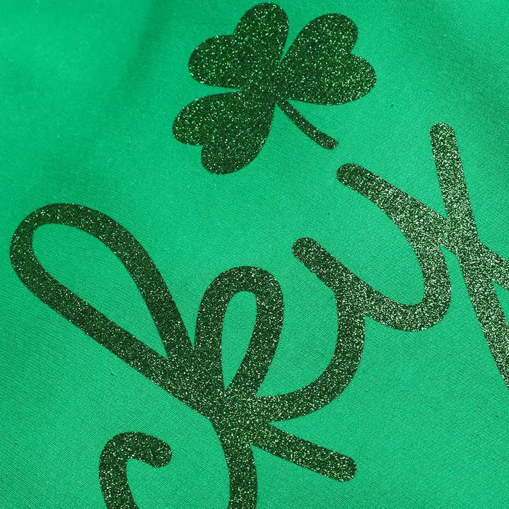 Irish Green Lucky Script Glitter Fleece Sweatshirt