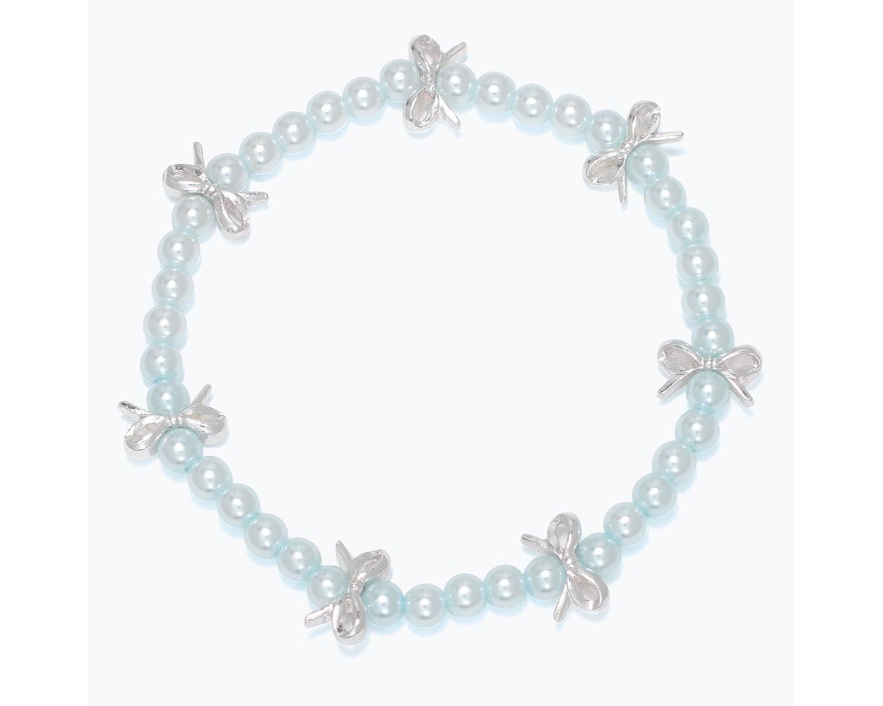 Little Love Blue Pearl Bracelet With Silver Bows