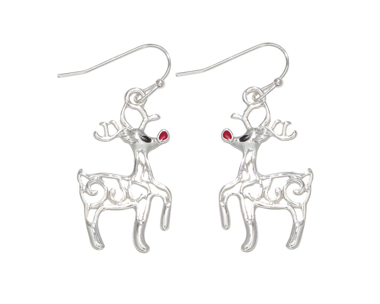 Silver Prancing Rudolph Earrings