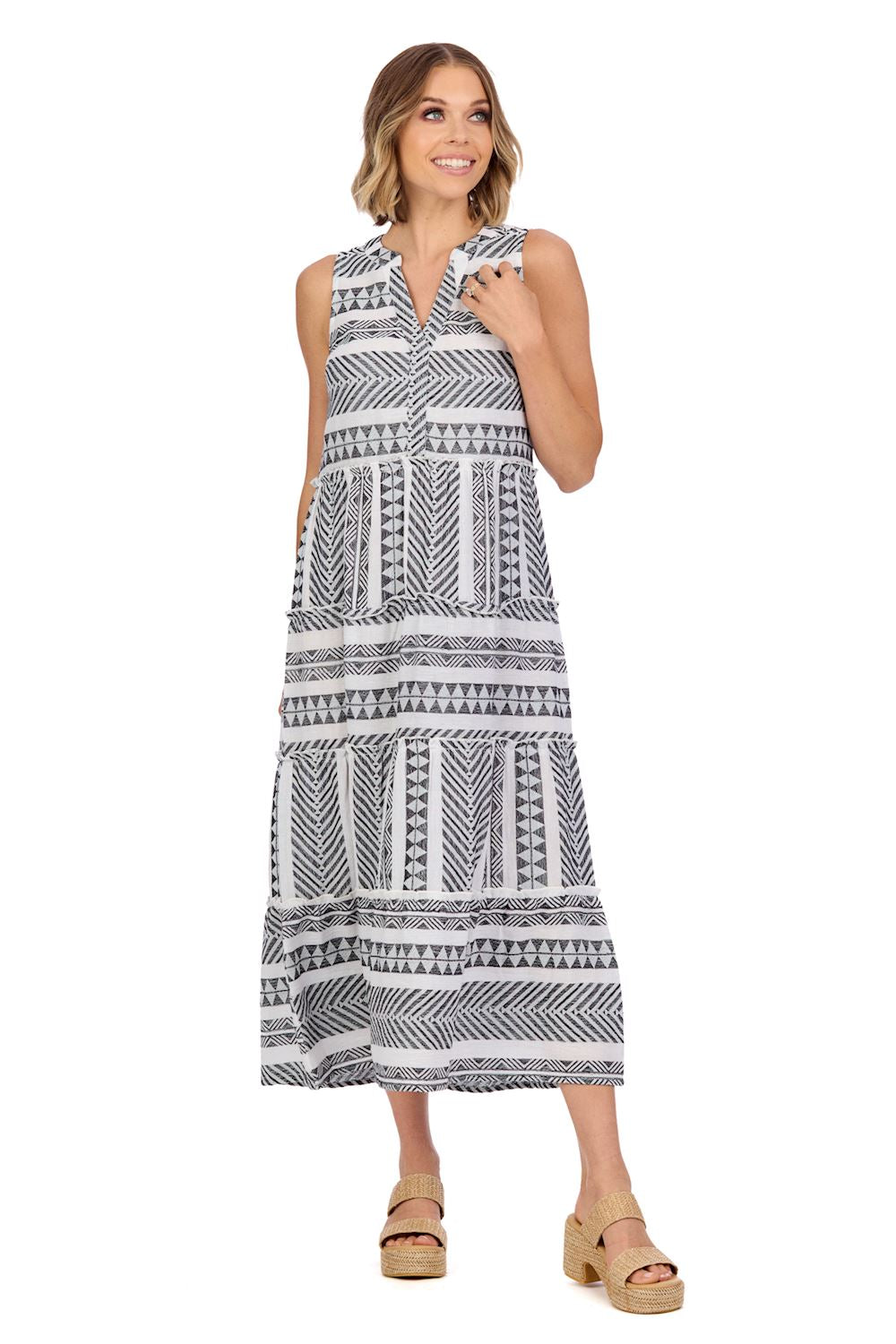 Mud Pie Burke Jacquard Midi Dress Black