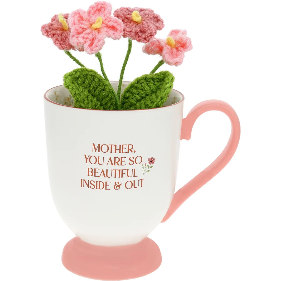 Mother 13 oz Cup with Crocheted Flowers