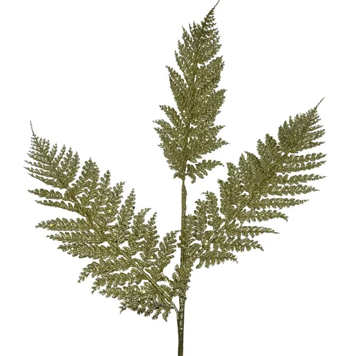 Shimmery Glitter Fern Spray - Gold 32”