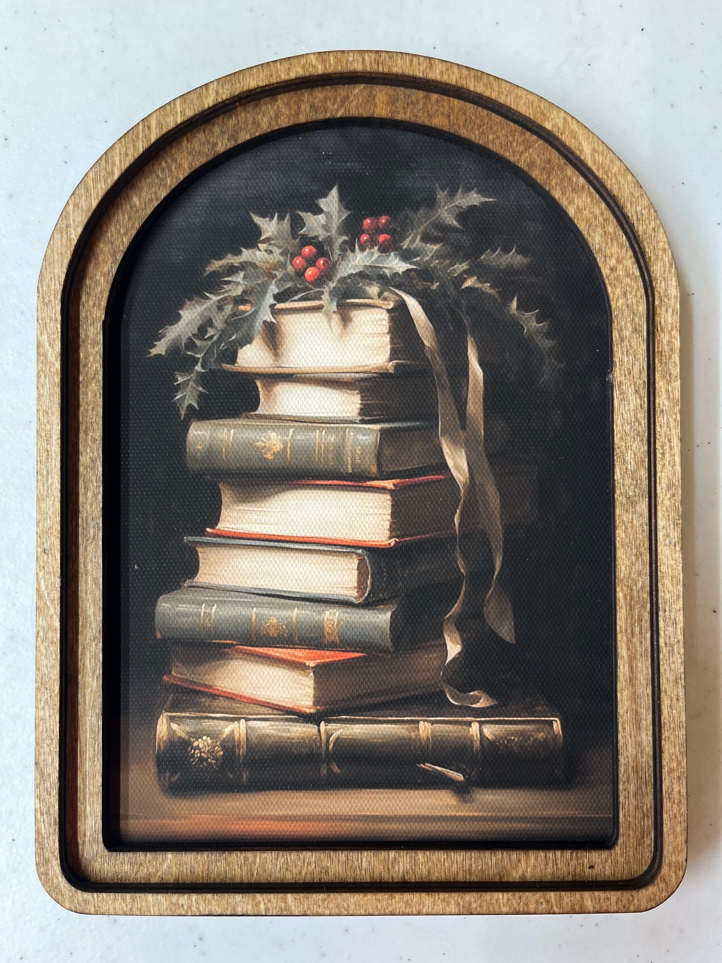 Arch Top Christmas Books Framed Art