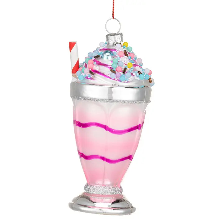 Pink Milkshake Glitter Ornament