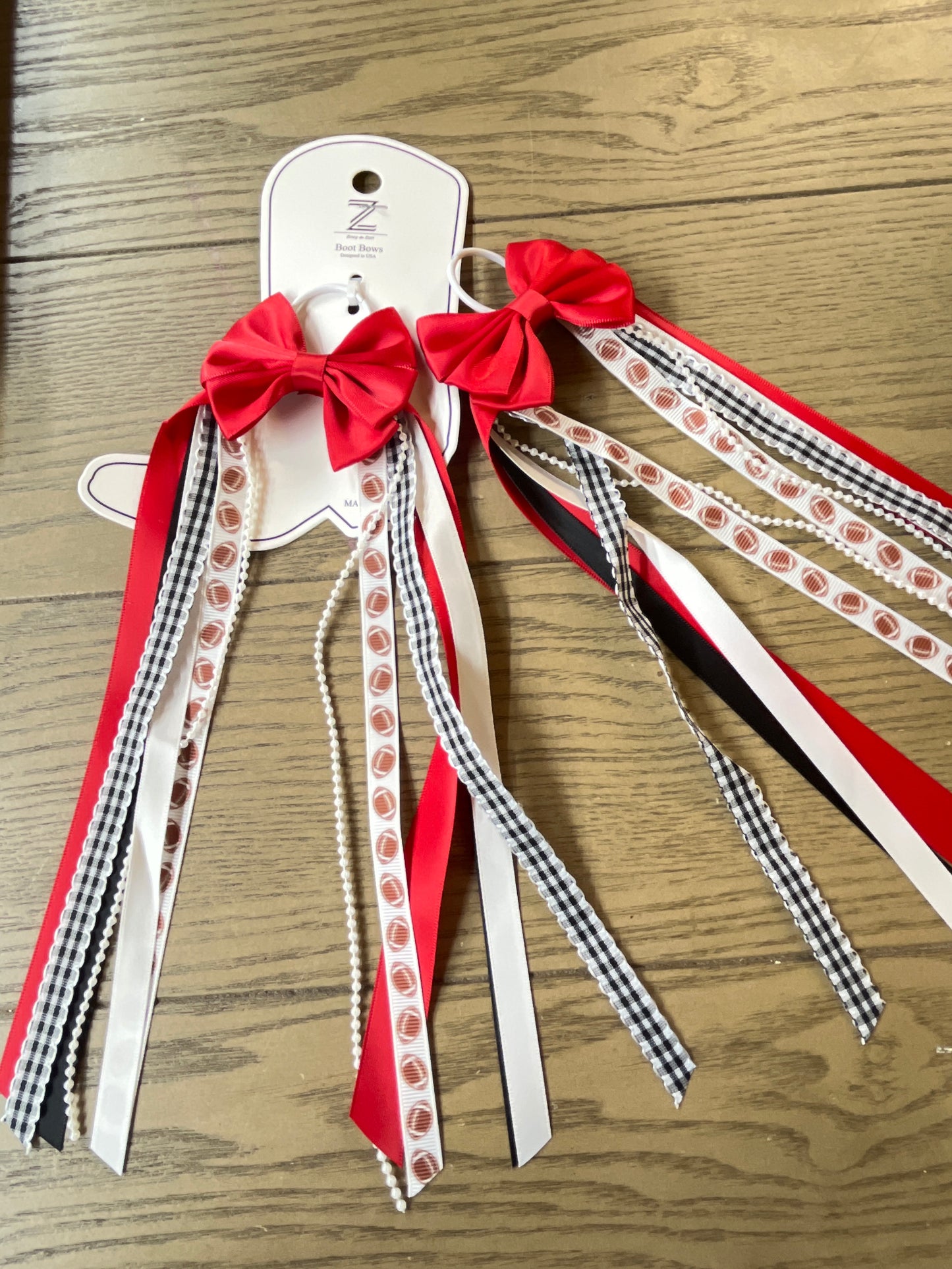 Red & Black Football Boot Bows