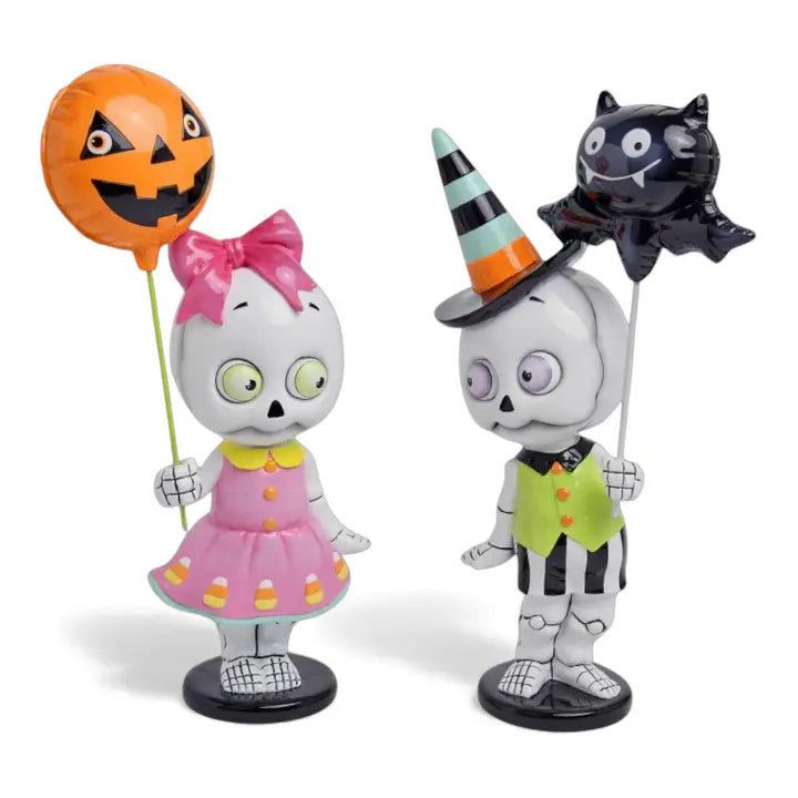 13.5in Set of 2 Halloween Skeleton Kids
