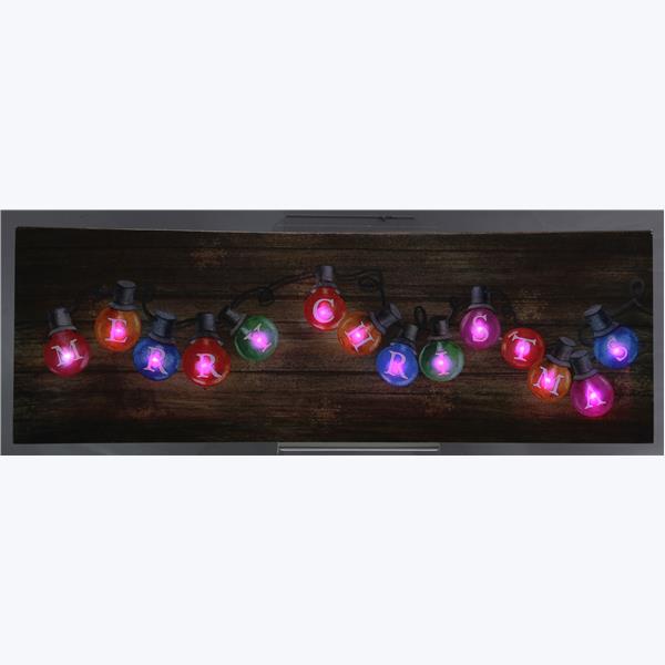 Canvas Christmas Lights Art with LED Colored Lights