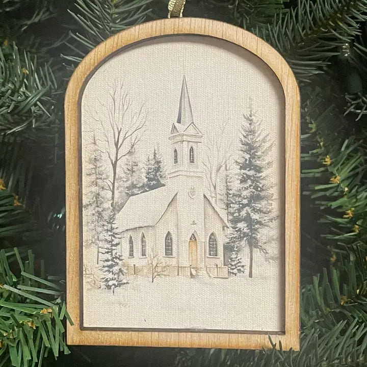 Snow Covered Country Church Ornament