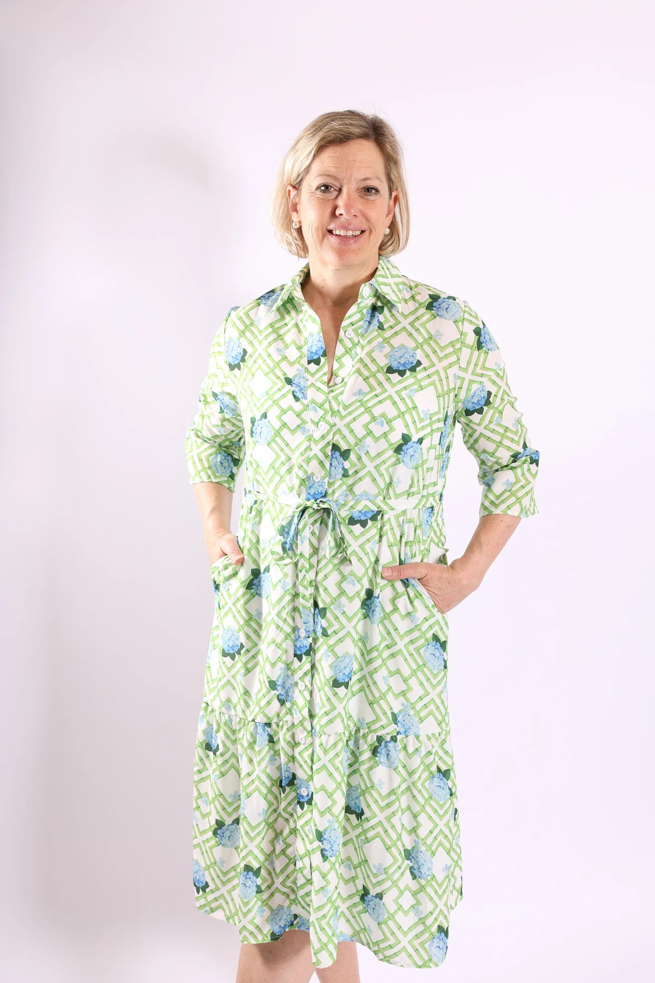Dottie Dress Drop Waist Dress- Hydrangea Bambo