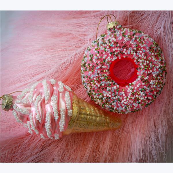 Glass Donut & Ice Cream Ornaments