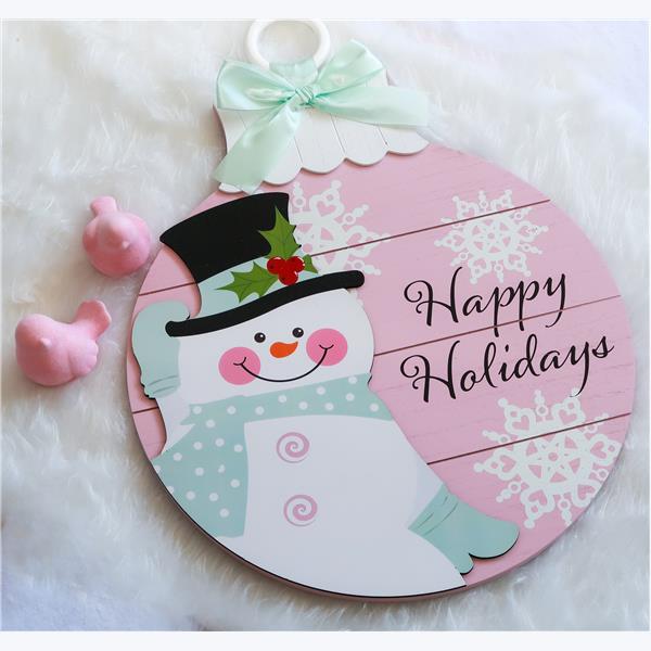 Round Wooden Winter Wall/Door Hanger Decor