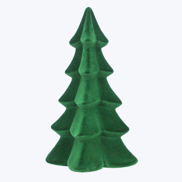 Green Ceramic Velvet Flocked Tabletop Christmas Tree