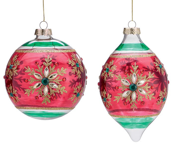 Red & Green Glass Ornaments