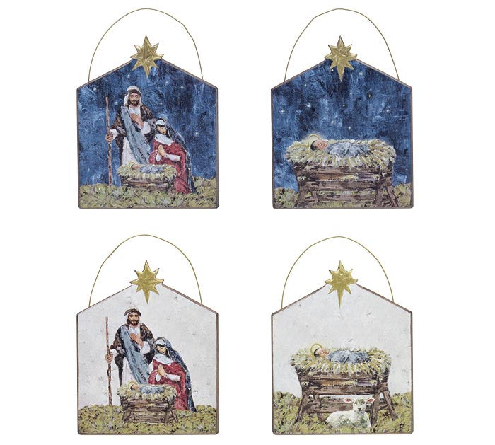 Assorted Wooden Religious Scene Ornaments