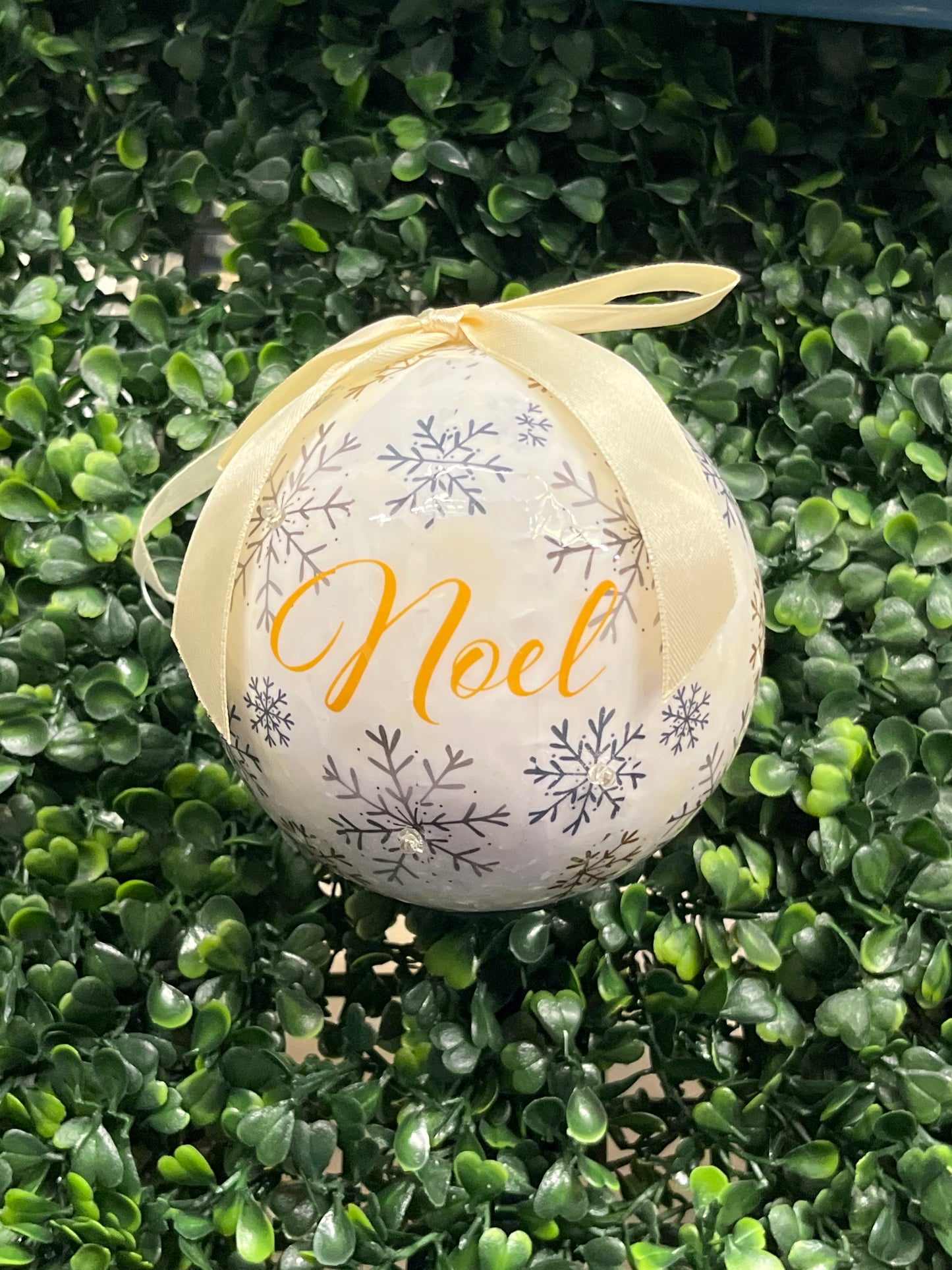 Large Blinking Ball With Snowflakes Ornament