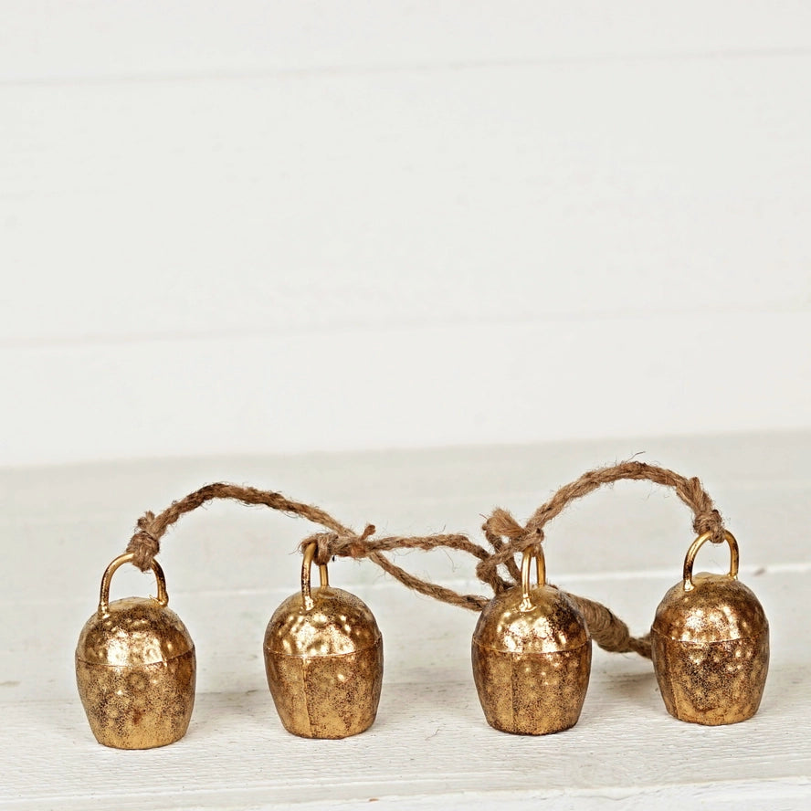 Hammered Swiss Cow Bell Cluster-Antique Gold