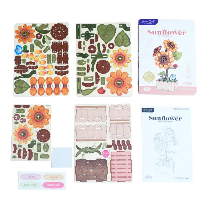 Diy Wooden Puzzle Kit -Flower Bloom Set