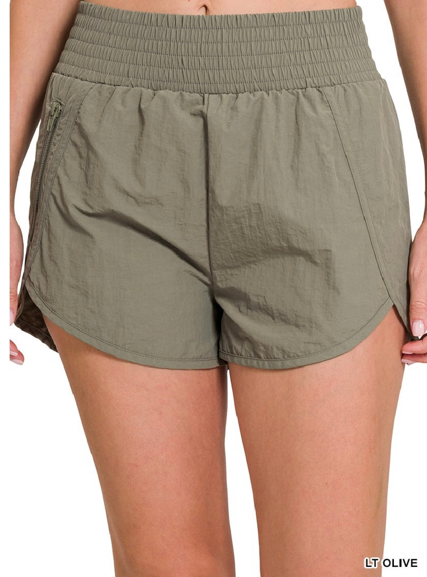 Zenana Windbreaker Running Shorts