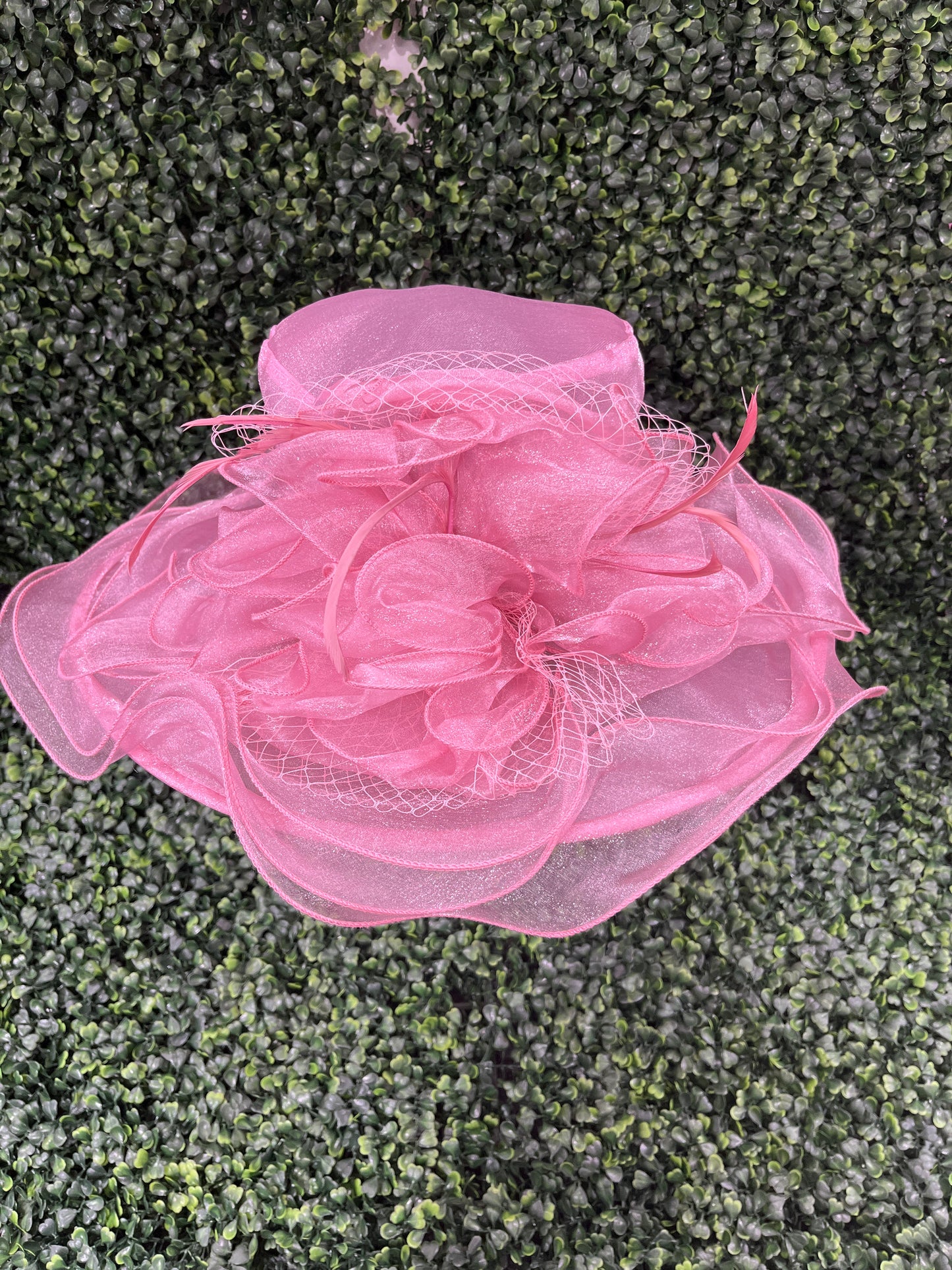 Pink Derby Hat With Flower Detail