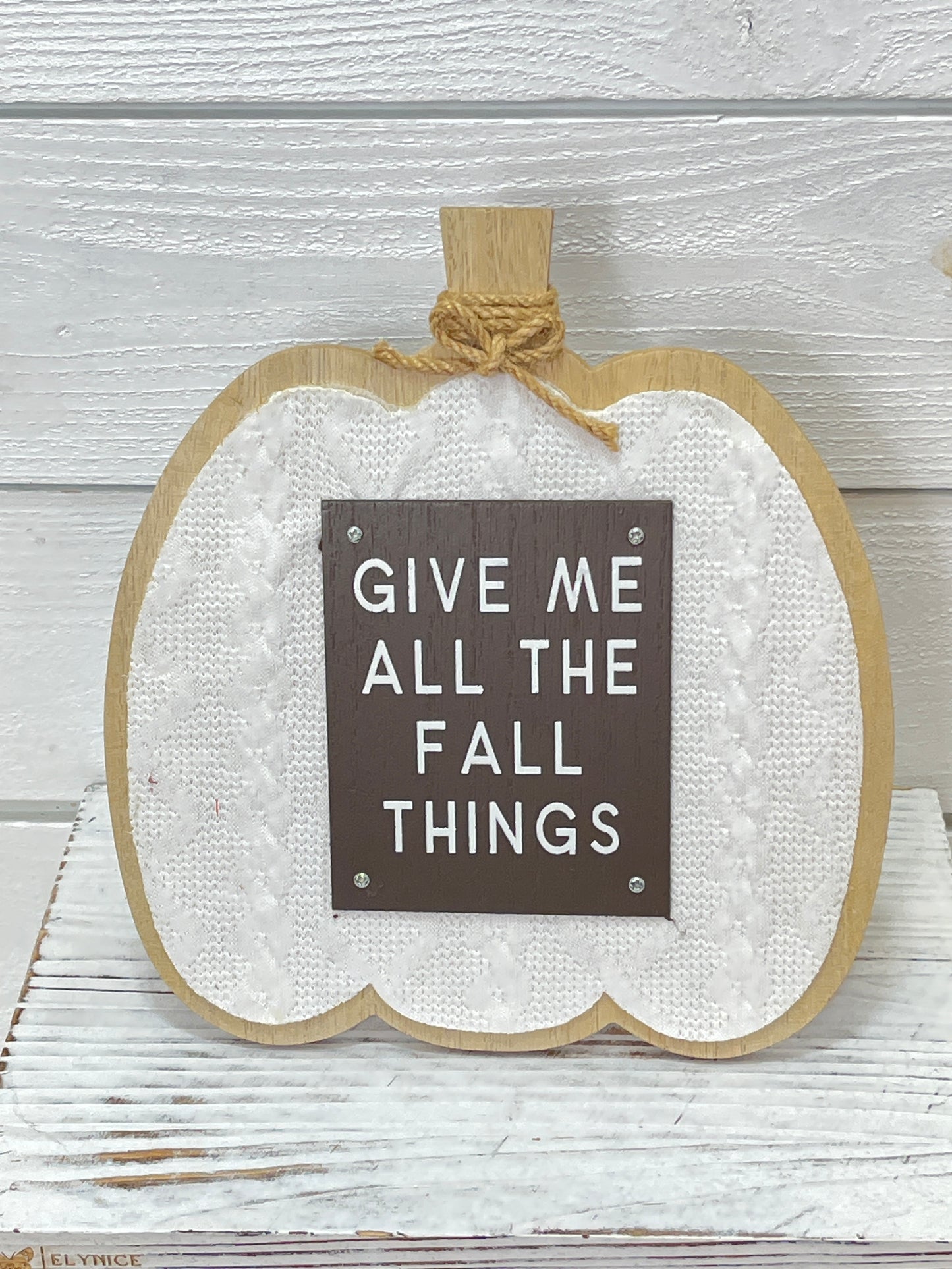 Wood Pumpkin Shape Printed Fabric Easel Sign