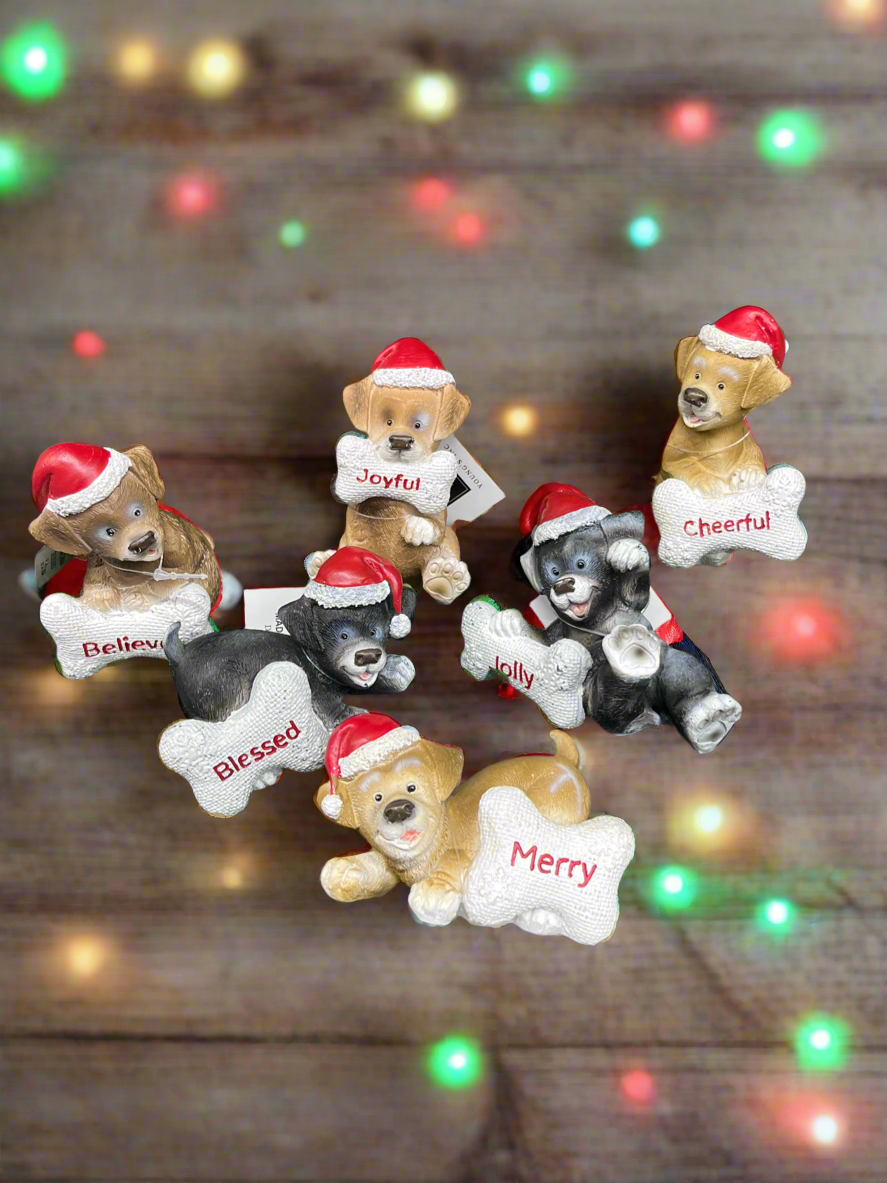 Resin Dog With Santa Hat