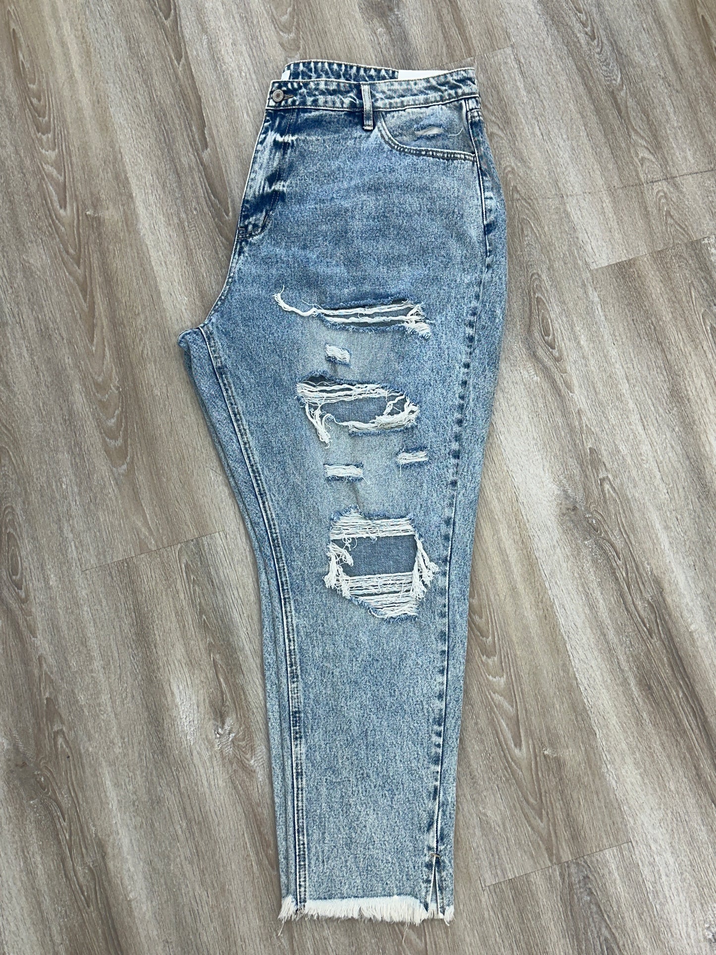 Kancan Medium Denim Destroyed Frayed Hem Plus